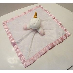Cloud Island Unicorn Baby Security Blanket Lovey Pink White Gold Sparkles Plush